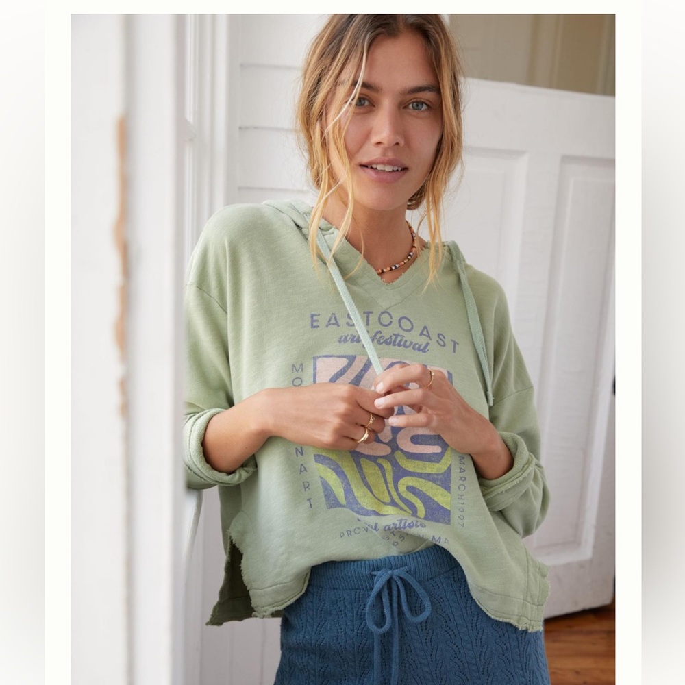 Anthropologie Daily Practice pullover graphic hoodie - east coast art - XSmall
